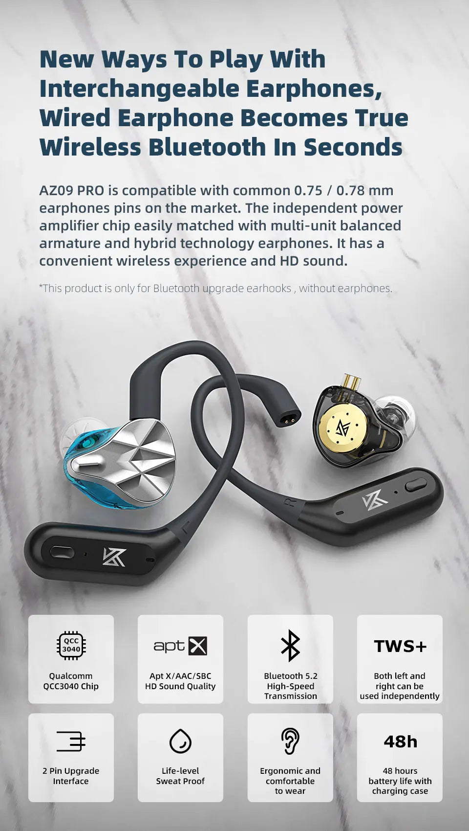 Bluetooth 5.2 Wireless Ear Hook Cable