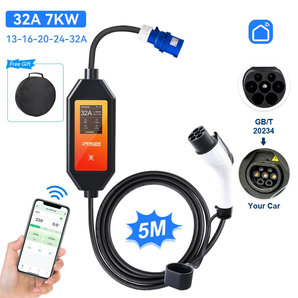 32A 7KW Portable EV Charger