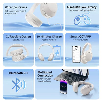 Wireless Wired Foldable Bluetooth Headphones