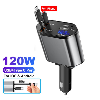 4 IN 1 Car Phone Charger 120W Type C