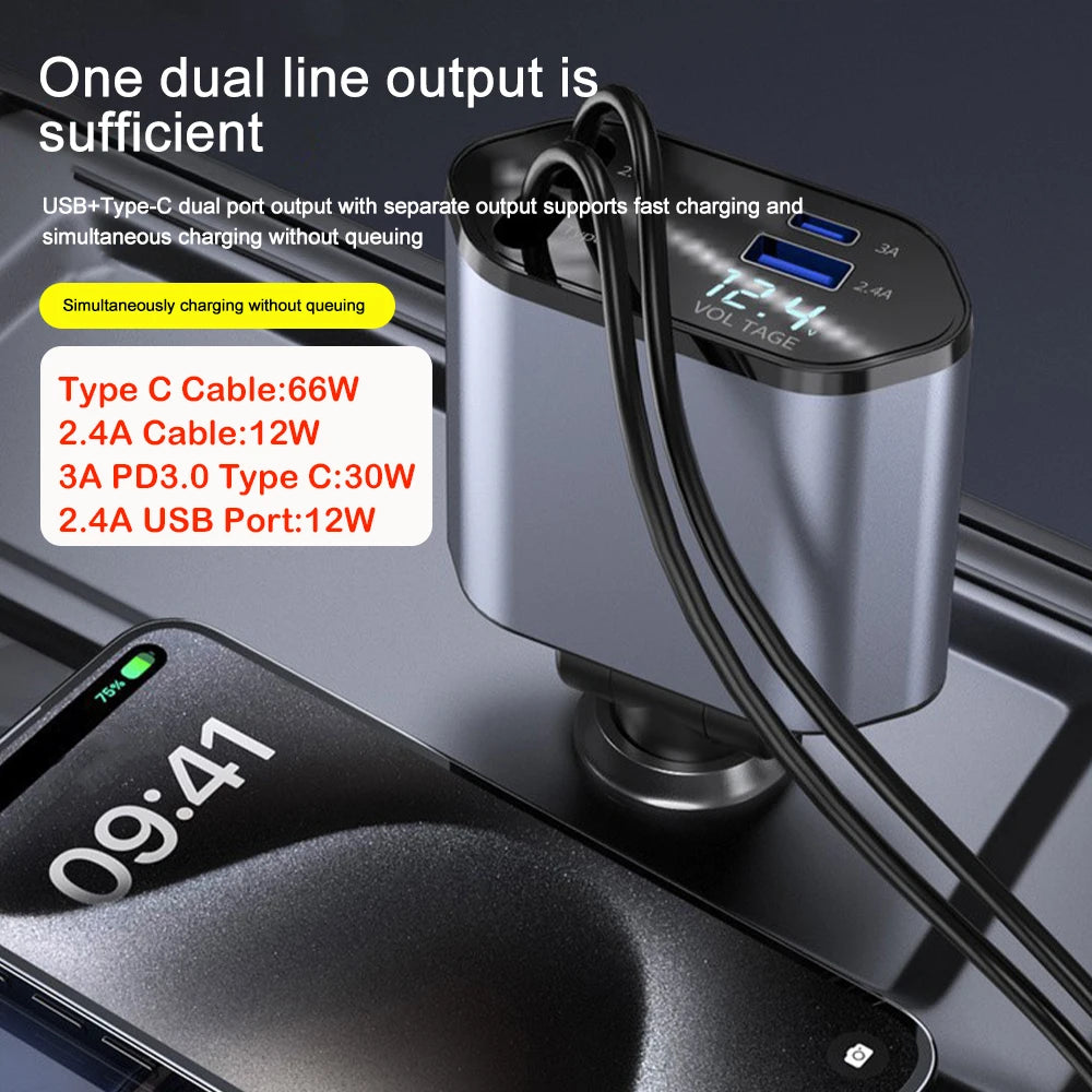 4 IN 1 Car Phone Charger 120W Type C