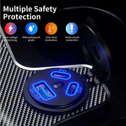12V/24V 108W 3-Port USB Car Charger Socket