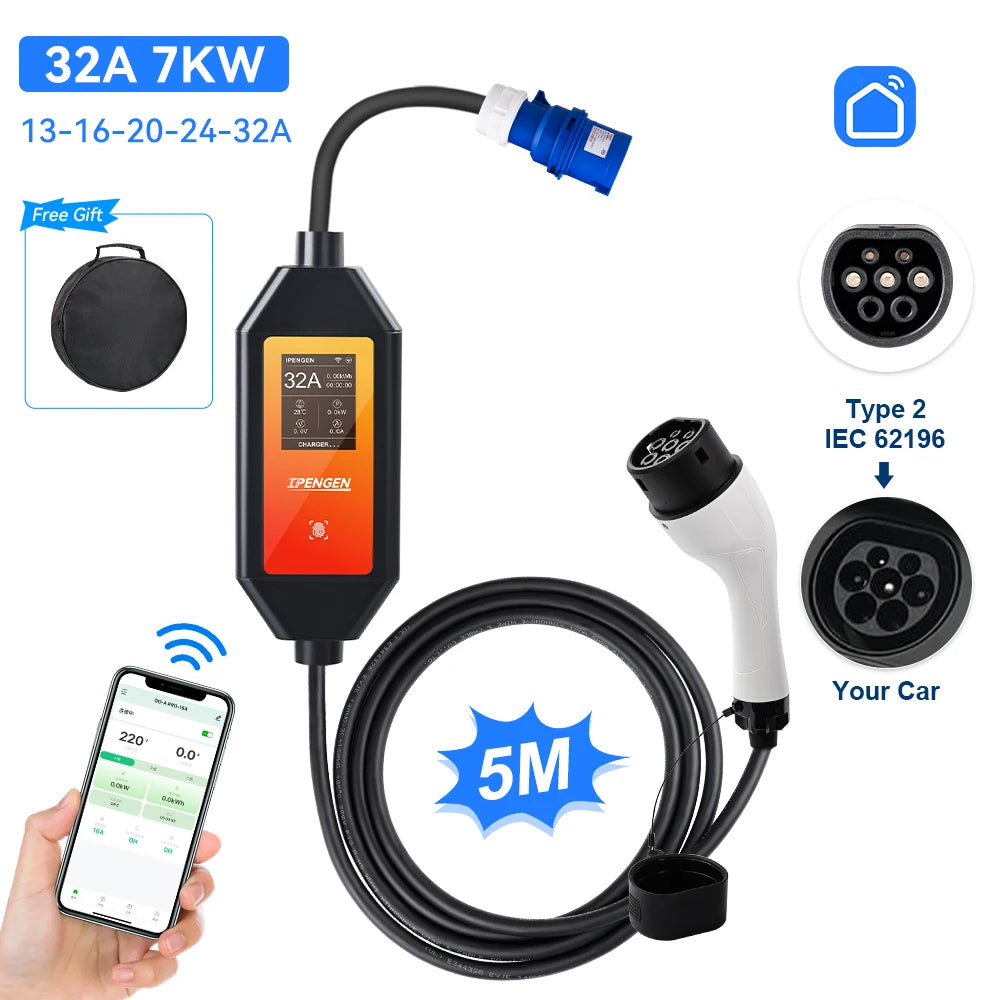 32A 7KW Portable EV Charger