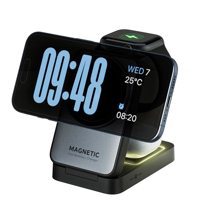 3-in-1 Foldable Magnetic Charger Stand