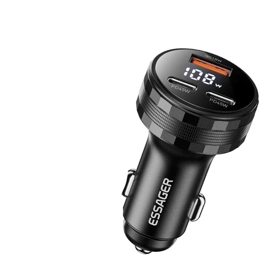 108W 3-Port USB Car Charger with Digital Display