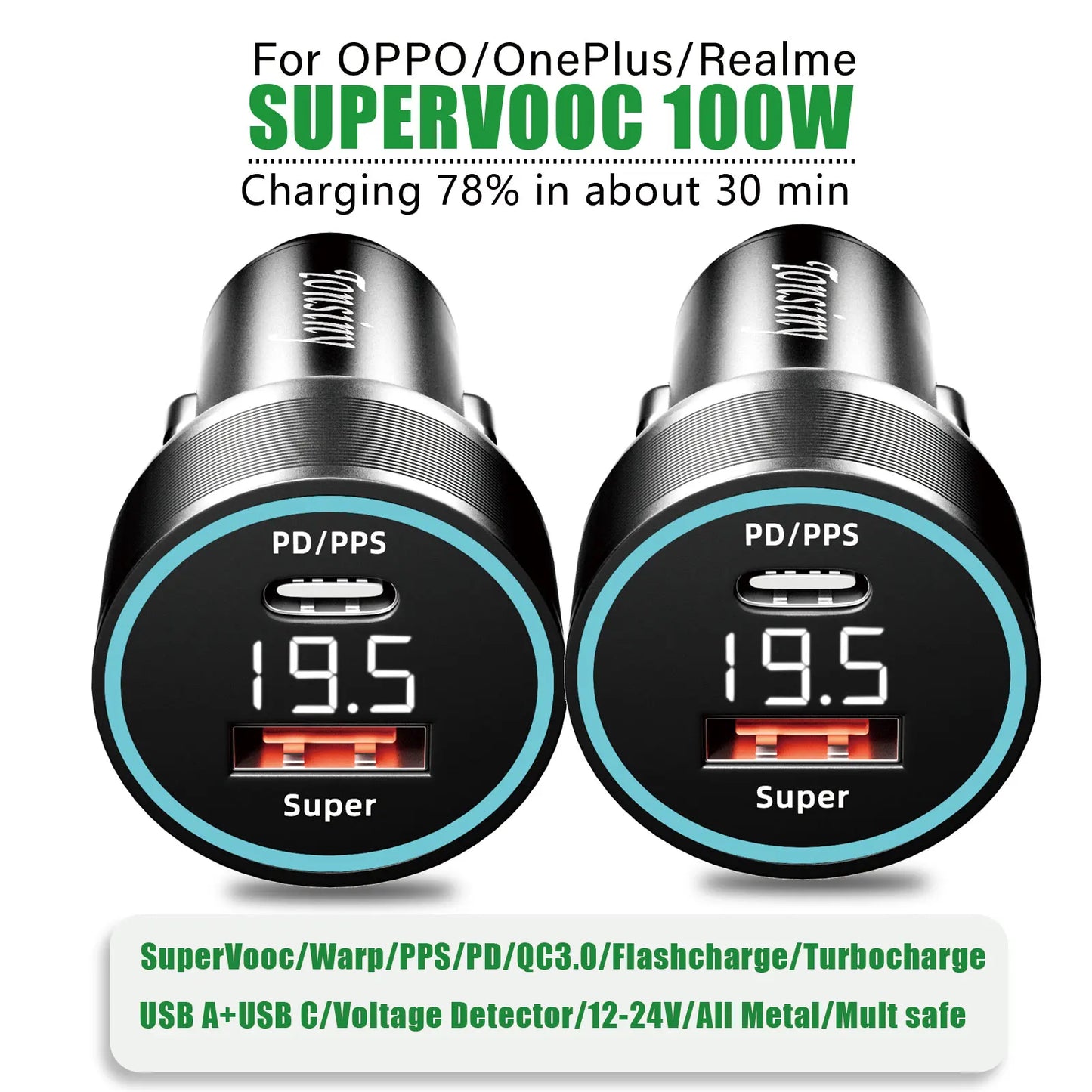 SuperVOOC 100W Car Phone Charger