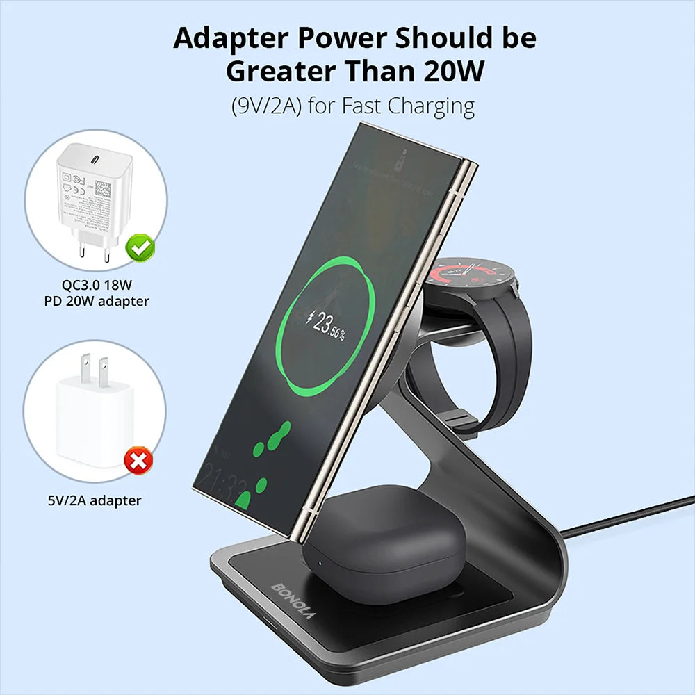 Magnetic 3-in-1 Samsung Wireless Charger