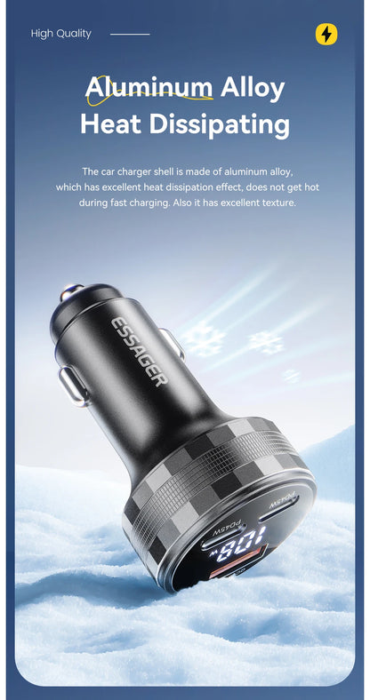 108W 3-Port USB Car Charger with Digital Display