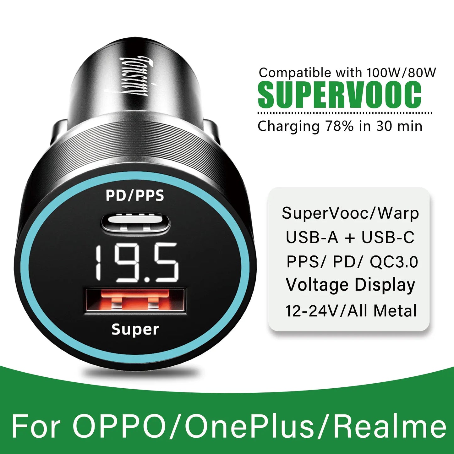 SuperVOOC 100W Car Phone Charger