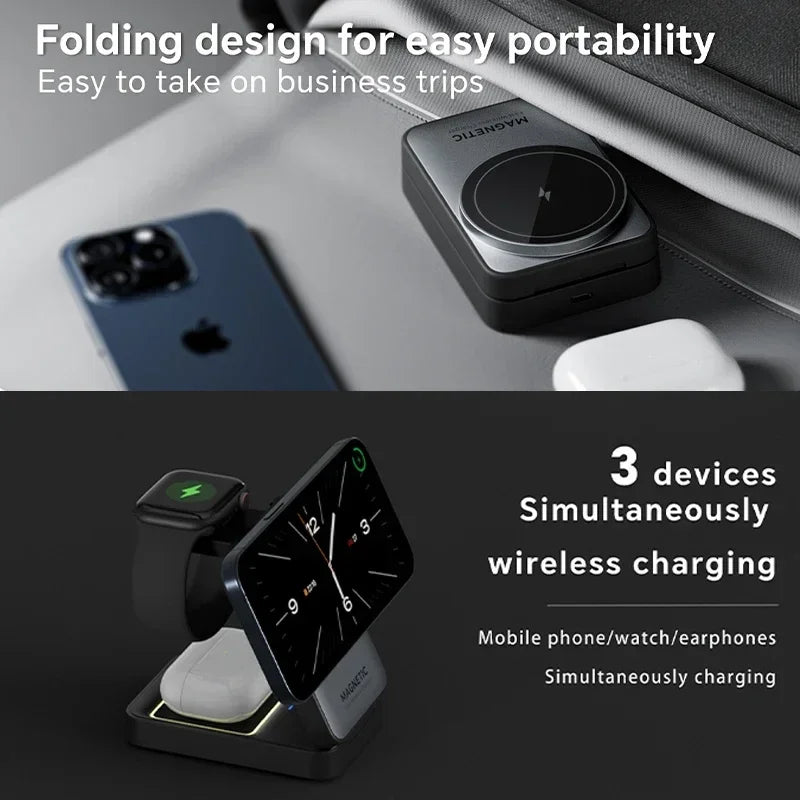 3-in-1 Foldable Magnetic Charger Stand