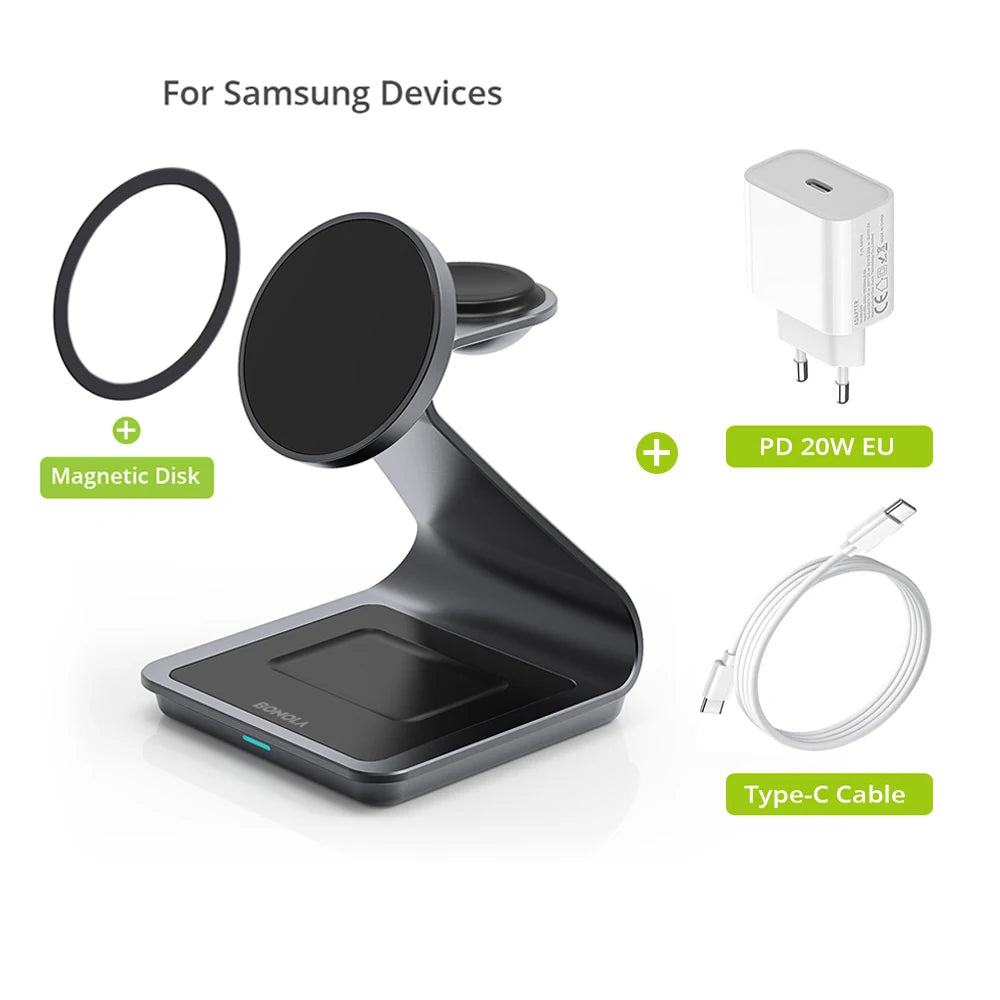 Magnetic 3-in-1 Samsung Wireless Charger